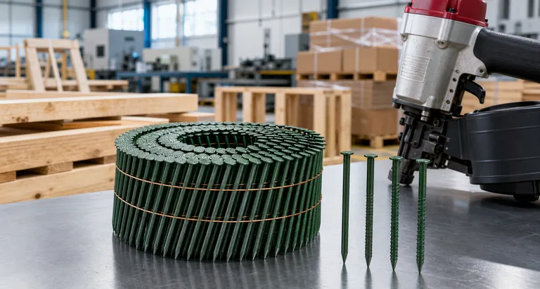 15 Degree Painted Wire Coil Nails for Japan-Market Pallet, Timber and Construction Supply